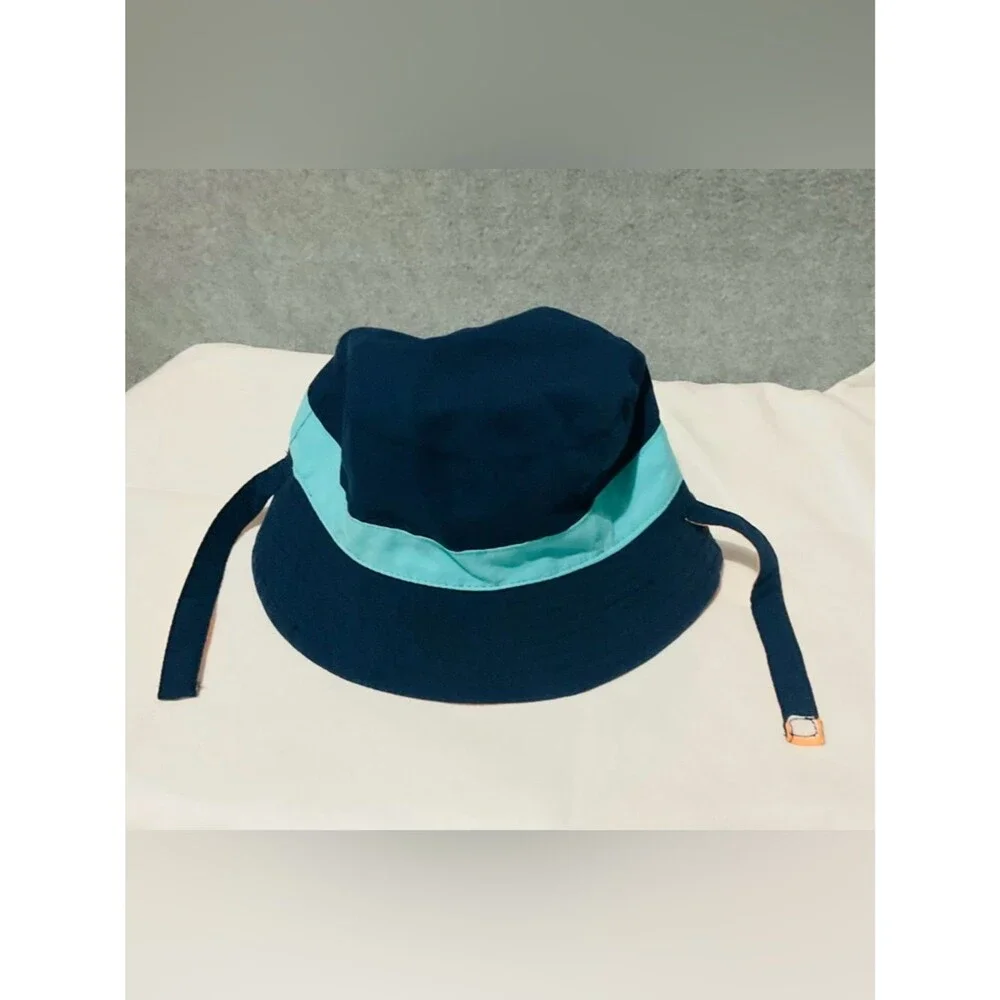 Carter's Baby Boy 12-24M Reversible Bucket Sun Hat Navy Blue Orange Strap